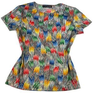 Super Funky Vintage Optical Illusion Short Sleeve Silky Tee Shirt S